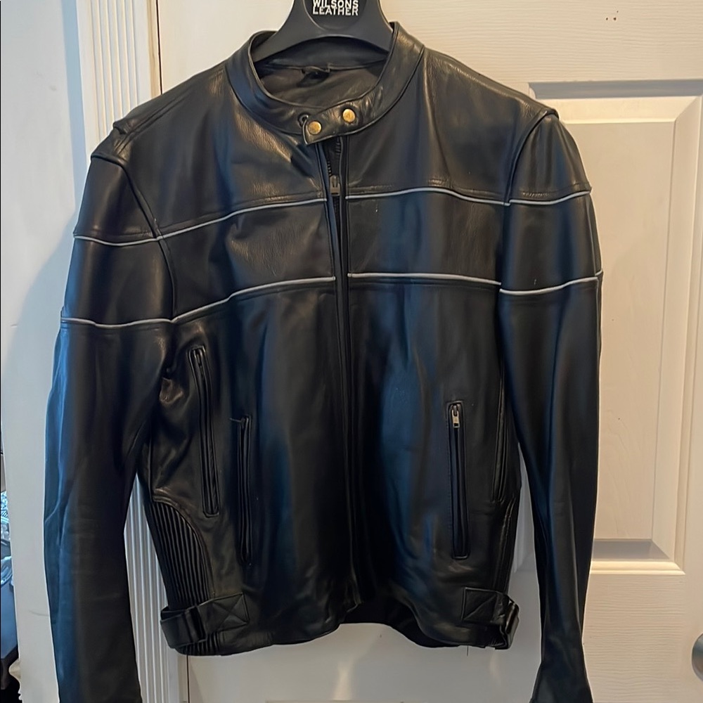 Wilson’s Leather Men’s Black Leather Motorcycle Jacket SOLD other platform